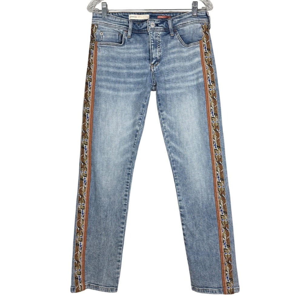 PILCRO Anthropologie Slim Boyfriend Jeans, Camo Side Trim Details, Size 27 - Picture 2 of 11